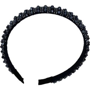 Diadeem - haarband met kralen - donkergrijs - glimmers