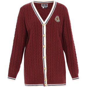 DreiMaster - Maritim - Gebreid Vest - Beige - Donkerrood - Zwart