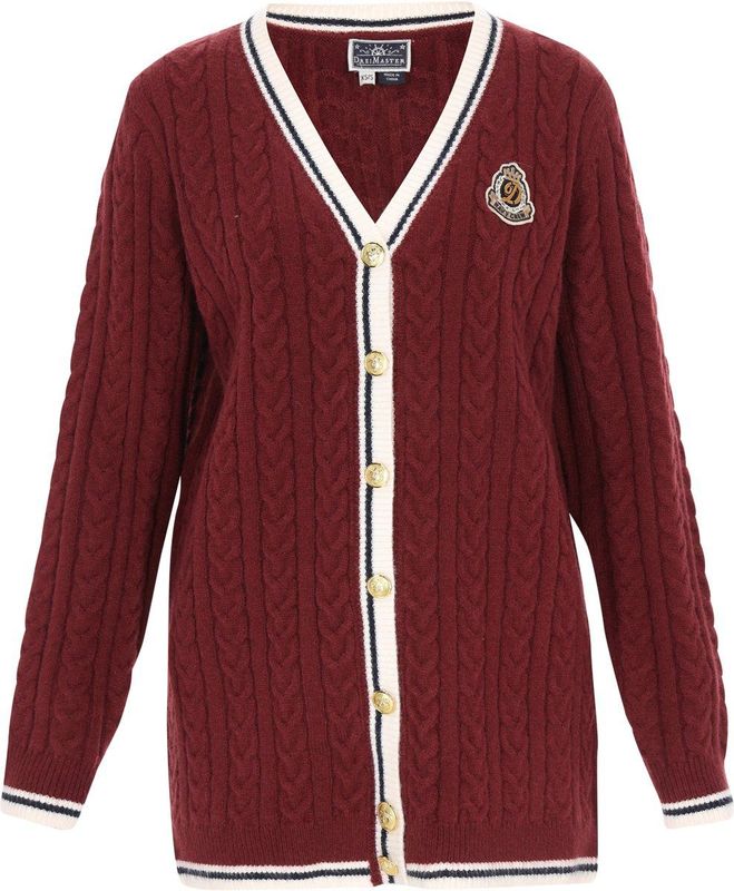 DreiMaster - Maritim - Gebreid Vest - Beige - Donkerrood - Zwart