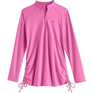 Coolibar - UV-zwemshirt voor meisjes - Lawai Ruche - Effen - Roze - maat 98-104cm