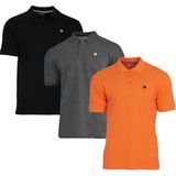 Donnay - Polo Noah - Sportpolo - Zwart/Charcoal/Apricot orange - 3-Pack