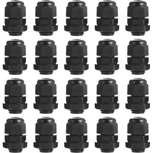 20 Stuks Verstelbare Waterdichte Kabelwartels PG7 - Nylon Kabelconnectoren en Draadbeschermer