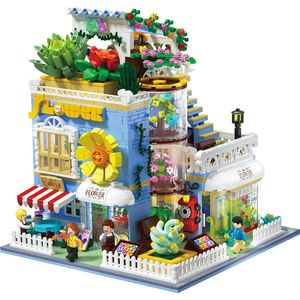 Ainy - Nanoblocks Bloemen winkel | City & friends Adventure | Classic Creator STEM speelgoed bouwpakket | Botanical bloemenboeket winkel modelbouw voor volwassenen | 2091 bouwstenen (niet compatibel met lego / mould king