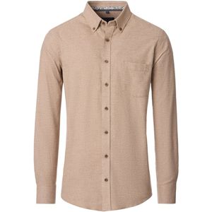 Casa Moda - Flanellen Overhemd - Beige - Lange Mouw - 100% Katoen