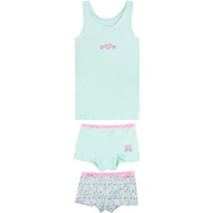Funderwear meisjes ondergoed meisjes setje - Sweetheart - Boxershorts en hemd setje meisjes - Katoen - 122 - Groen