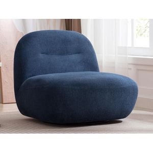 Draaifauteuil van blauwe stof met textuur POZETI L 82 cm x H 73 cm x D 84 cm