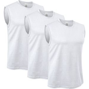 MEETYOO 3 Artikelen Sport singlet voor heren - Tanktop hemd - Zwart - Herenkleding - Mouwloze t-shirts - Sportkleding -Wit -XXL