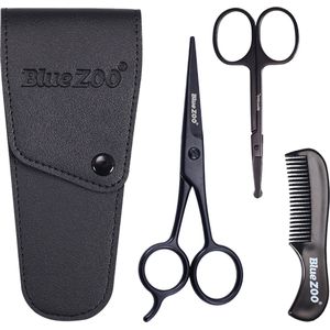 Baardverzorging Set - Baardset - Baard Kit - Baard kam - Baard schaar - Snor schaar - Baardgroei - Zwart