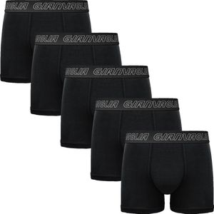 Heren Boxershort - 5 Pack - Katoen - Maat L - Zwart - Effen - Gekleurde Band - Ondergoed Heren - Onderbroeken Heren
