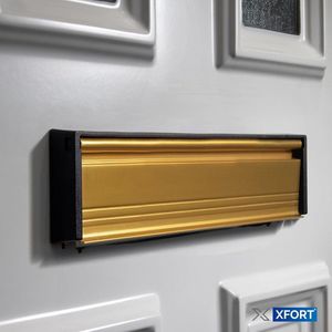 Brievenbus 12"" Letterplate satijn messing premium tochtbestendige postbrievenbus-telescopisch-brievenbus-mouwen-houten composiet-uPVC middenraildeuren-40-80 mm deurdikte