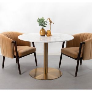 Sohome Ronde Eettafel Zachory - 105cm - Wit Marmer/Brass