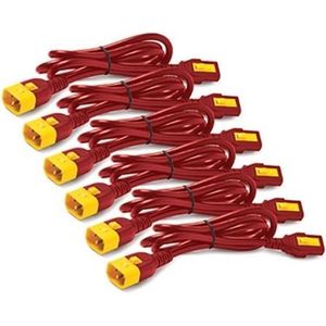 Power Cord Kit (6 ea) Locking C13 TO C14 0.6m Red