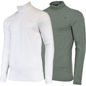 Campri - Skipully - Wintersportpully - Wit/Jungle Groen - 2-Pack