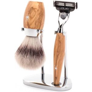 MÜHLE -Scheerset Kosmo 3-delig - Olijfhout - Mach3