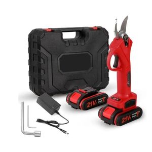Draadloze tuinschaar, 21-volt-battery elektro tuinschaar, 30 mm snijdiameter, krachtige boom bonai gesneden, eiernipper, 2 batterijen-rood