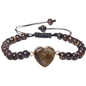Marama - verstelbare armband Heart Dark Brown - natuursteen - vegan - damesarmband