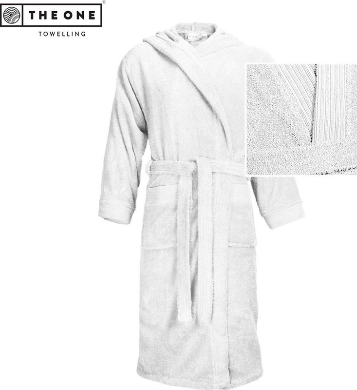 The One Towelling Badjas - S/M - Zachte kamerjas met capuchon - Vocht absorberend - 100% Gekamd badstofkatoen - Wit