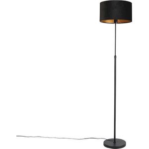 QAZQA parte fl - Klassieke Vloerlamp | Staande Lamp met kap - 1 lichts - H 1675 mm - Zwart Goud - Woonkamer | Slaapkamer