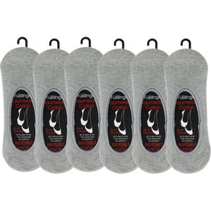 6 Paar Dames katoenen kousenvoetjes met mesh-voering - Grijs - Maat 36-41