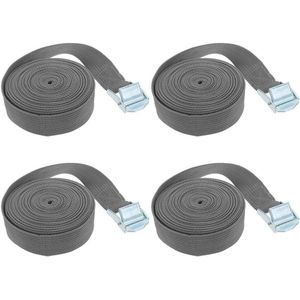 Verstelbare Ratchet Tie Down riemen 6m x 25mm 4 stuks - Grijs