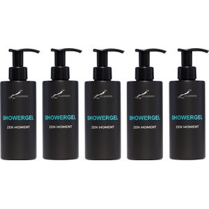 Showergel Zen Moment 300 ml - met pomp - zwarte fles - set van 5 stuks - Douchegel - Voordeelverpakking
