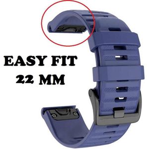 Firsttee - Siliconen Horlogeband - EASY FIT - Voor GARMIN - DONKERBLAUW - 22 MM - Horlogebandjes - Quick Release - Easy Click - Garmin - S60 - S62 - Fenix 5 - Forerunner 935 - Fenix 6 (Pro) - Horloge bandje - Golfkleding - Golf accessoires - Cadeau
