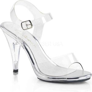 Fabulicious - CARESS-408 Sandaal met enkelband - US 12 - 42 Shoes - Transparant/Zilverkleurig