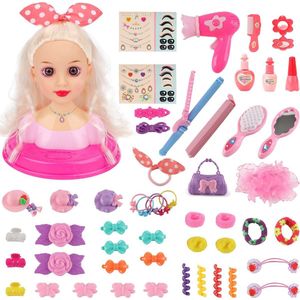 Kappershoofd voor Kinderen met Haardroger en Make-up Accessoires – Creatief Speelgoed voor Jongens en Meisjes vanaf 3 Jaar