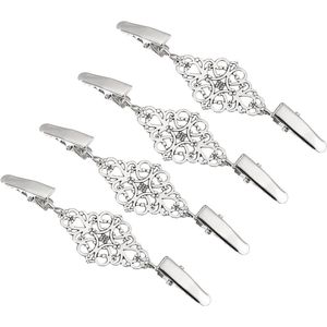 Set van 4 retro pulloverclips voor vesten, shirts en jurken met shawl clips - Zilverkleurig