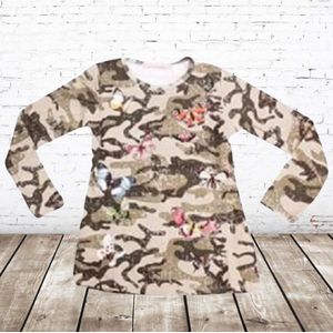 Longsleeve army vlinder creme -s&C-98/104-Longsleeves meisjes