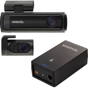 Nordväl DC202-2CH 64GB + BP125 Battery Pack combi set - 4K Ultra HD Dashcam - Parkeermodusopname accu - WiFi & GPS