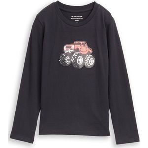 TOM TAILOR - Shirt - Antraciet - Motiefprint - Lange Mouw - Omkeerbare Pailletten