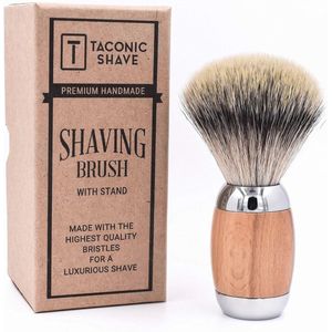 Luxe Synthetische Scheerkwast met Beukenhout en Chroom - Inclusief Scheerstandaard