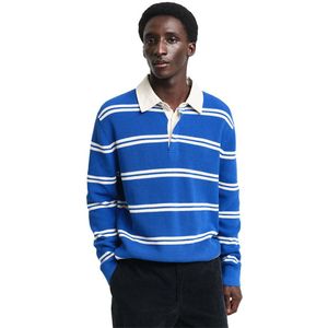 GANT - Rugbytrui - Katoen - Geribbelde Breistructuur - Streepdessin