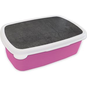 Broodtrommel Roze - Lunchbox Beton - Zwart - Grijs - Rustiek - Industrieel - Brooddoos 18x12x6 cm - Brood lunch box - Broodtrommels voor kinderen en volwassenen