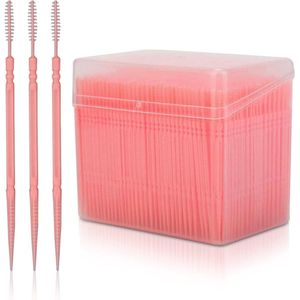 1100pcs Tandenstokers - Dubbelzijdige Tandenstoker - Multi-Kleur Floss Pick - Ronde Tandenstoker voor Mondverzorging - Roze