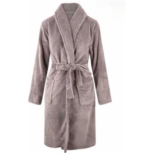 Grote maten badjas unisex- sjaalkraag badjas van fleece - Plus size - badjas dames - badjas heren - grijs 5XL/6XL