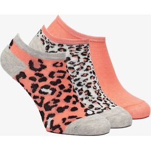 3 paar kinder sneakersokken met luipaardprint - Oranje - Maat 31/34