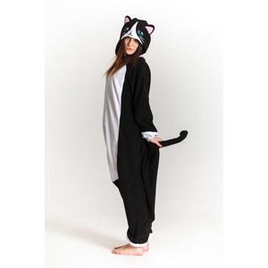 KIMU - Onesie - Zwart - Kat Pak - Dierenpak - Jumpsuit - Volwassenen