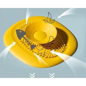 Luxe Doucheputje Afvoer Plug Zeef Stopper Stop - GEEL - Universele Haarfilter Haarvanger Gootsteenstop Afvoerstop Afvoerputje Stopper Putje Rooster Voor Wastafel Gootsteen Spoelbak Bad Douchebak Keuken Wasbak Badkuip Aanrecht - Siliconen - Geel
