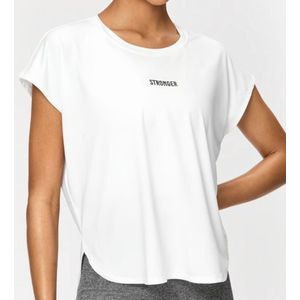 Stronger - Drop T-Shirt - Sportshirt - Dames - Wit - Maat XS