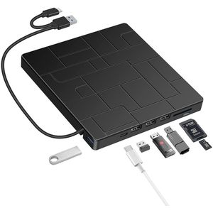 Draagbare cd-brander, multifunctionele externe optische drive voor laptop, 7-in-1 ultradunne cd-kaartspeler