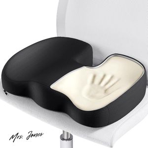 Mrs. Jones Zitkussen voor bureaustoel ademende zitkussen traagschuim voor pijnverlichting antislip stuitbeenkussen wasbare afneembare hoes voor bureaustoel-rolstoel zwart met memory foam. .