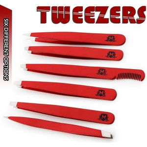 Pincetset, professionele epilatieset, wenkbrauwplukker voor oogbogen voor mannen en vrouwen, pincetset voor mannen en vrouwen, rood