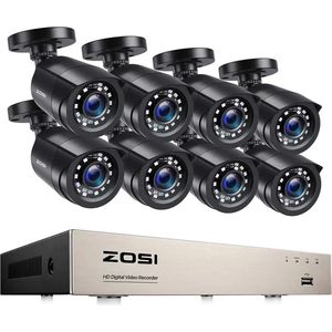 Zosi - Beveiligingscamera - HDMI DVR Recorder - 8CH - CCTV - set met 8 Camera's Outdoor Buiten - Home Security Camera Systeem - Wifi Camera Set - Video + Audio-opname - Beveiligingscamera - 8 Camera’s - Nachtzicht - Motion Detector