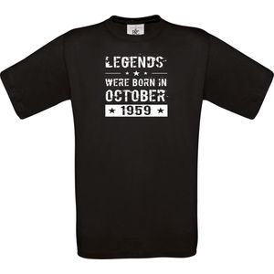 mijncadeautje T-shirt - unisex - Legends were born in - maand en jaartal naar keuze - cadeautip - zwart - maat XXL