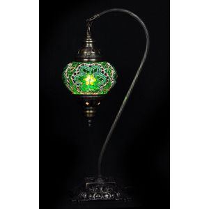 Turkse Lamp - Tafellamp - Boogmodel - Mozaïek Lamp - Marokkaanse Lamp - Oosters Lamp - ZENIQUE - Authentiek - Handgemaakt - Groen