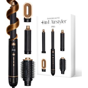 Sansbeauté® 4-in-1 Airstyler - Multistyler - Fohnborstel Kort Haar - Föhnborstel - Haarstyler - Haardroger - Warmteborstel - Krulborstel - Krultang - Stijlborstel - Roterende Kabel