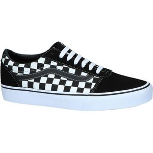 Vans Ward Checkered Heren Sneakers - Black/True White - Maat 47