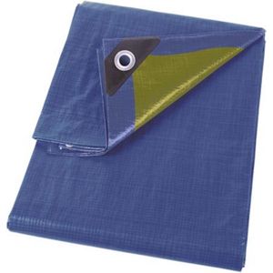 Waterdicht Dekzeil - Afdekzeil met 16 Ringen - 4 x 4 m - Blauw/Groen - Polyester